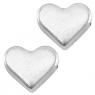 Abalorios met&aacute;licos DQ coraz&oacute;n Plata vieja (sin n&iacute;quel)