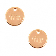 Colgantes metálicos DQ 12mm "sisters" Oro rosado (sin níquel)