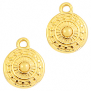 Colgantes met&aacute;licos DQ redondo 11x9mm oro (sin n&iacute;quel)