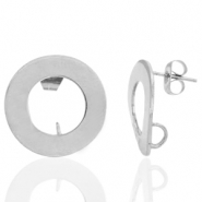 Pendientes Acero Inox 18mm con anilla Plateado