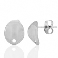 Pendientes Acero Inox ovalado con anilla Plateado