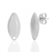 Pendientes Acero Inox ovalado con anilla Plateado