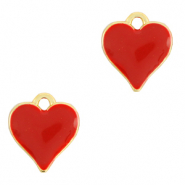 Colgantes met&aacute;licos DQ coraz&oacute;n Dorado-rojo (sin n&iacute;quel)
