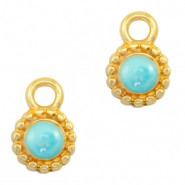 Colgantes met&aacute;licos DQ Azul turquesa n&aacute;car-dorado (sin n&iacute;quel)