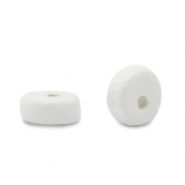 Abalorios de cerámica griega DQ 6mm Blanco