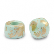 Abalorios de cerámica griega DQ gold spot 9mm Turquesa claro