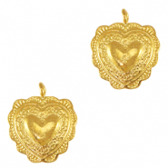 Colgantes met&aacute;licos DQ coraz&oacute;n Dorado (sin n&iacute;quel)