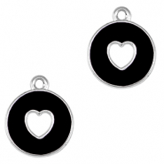 Colgantes met&aacute;licos DQ coraz&oacute;n Plata vieja-negro (sin n&iacute;quel)