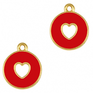 Colgantes met&aacute;licos DQ coraz&oacute;n Dorado-rojo (sin n&iacute;quel)