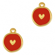 Colgantes met&aacute;licos DQ coraz&oacute;n Dorado-rojo (sin n&iacute;quel)