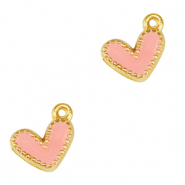 Colgantes met&aacute;licos DQ coraz&oacute;n Dorado-rosa salm&oacute;n (sin n&iacute;quel)