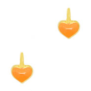 Colgantes met&aacute;licos DQ coraz&oacute;n Dorado-naranja ne&oacute;n (sin n&iacute;quel)