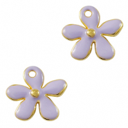 Colgantes met&aacute;licos DQ flor Dorado-p&uacute;rpura (sin n&iacute;quel)