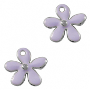 Colgantes met&aacute;licos DQ flor Plata vieja-p&uacute;rpura (sin n&iacute;quel)