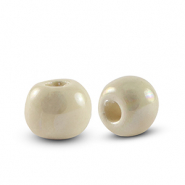 Abalorios de cer&aacute;mica griega DQ 6mm Blanco crema
