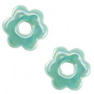 Abalorios de cer&aacute;mica griega DQ flor Turquesa