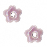 Abalorios de cer&aacute;mica griega DQ flor P&uacute;rpura lavanda