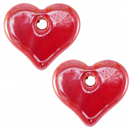 Abalorios de cer&aacute;mica griega DQ coraz&oacute;n Rojo hoguera