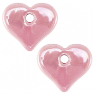 Abalorios de cer&aacute;mica griega DQ coraz&oacute;n Rosa