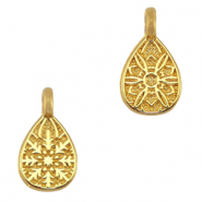Colgantes met&aacute;licos DQ mandala en gota Dorado (sin n&iacute;quel)
