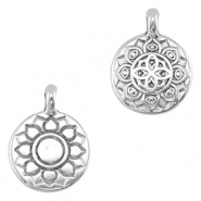 Colgantes met&aacute;licos DQ flor Plata vieja (sin n&iacute;quel)