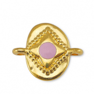 Colgantes met&aacute;licos DQ entrepieza &oacute;valo Rosa claro-Dorado (sin n&iacute;quel)