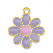 Colgantes metálicos DQ flor Lila-Rosa claro-Dorado (sin níquel)