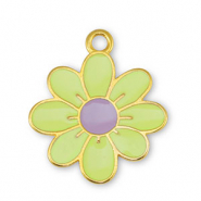 Colgantes metálicos DQ flor Amarillo limón-Lila-Dorado (sin níquel)