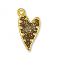 Colgantes metálicos DQ corazón Glitter Topacio-Dorado (sin níquel)