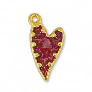 Colgantes metálicos DQ corazón Glitter Rojo-Dorado (sin níquel)