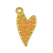 Colgantes metálicos DQ corazón nacar Naranja claro-Dorado (sin níquel)