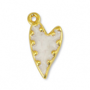 Colgantes metálicos DQ corazón Blanco nacar-Dorado (sin níquel)