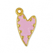 Colgantes metálicos DQ corazón Rosa claro-Dorado (sin níquel)