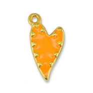 Colgantes metálicos DQ corazón Naranja-Dorado (sin níquel)