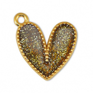 Colgantes metálicos DQ corazón Glitter Topacio-Dorado (sin níquel)