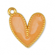 Colgantes metálicos DQ corazón nacar Naranja claro-Dorado (sin níquel)