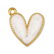 Colgantes metálicos DQ corazón Blanco nacar-Dorado (sin níquel)