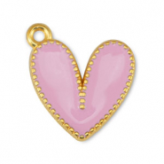 Colgantes metálicos DQ corazón Rosa claro-Dorado (sin níquel)