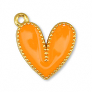 Colgantes met&aacute;licos DQ coraz&oacute;n Naranja-Dorado (sin n&iacute;quel)