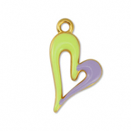 Colgantes metálicos DQ corazón Amarillo limón-Lila-Dorado (sin níquel)