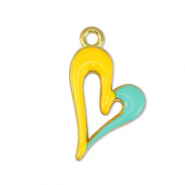 Colgantes metálicos DQ corazón Amarillo-Veraman Azul-Dorado (sin níquel)