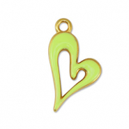 Colgantes metálicos DQ corazón Amarillo limón-Dorado (sin níquel)