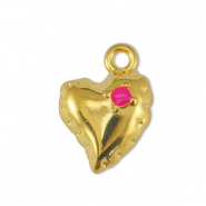 Colgantes metálicos DQ corazón Fucsia-Dorado (sin níquel)