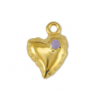 Colgantes metálicos DQ corazón Lila-Dorado (sin níquel)