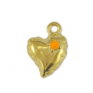 Colgantes metálicos DQ corazón Naranja-Dorado (sin níquel)