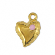 Colgantes metálicos DQ corazón Rosa claro-Dorado (sin níquel)