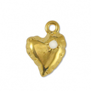 Colgantes metálicos DQ corazón Blancuzco-Dorado (sin níquel)