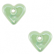 Abalorios de cer&aacute;mica griega DQ coraz&oacute;n Verde claro