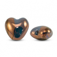 Abalorios de cerámica griega DQ corazón Azul-bronce