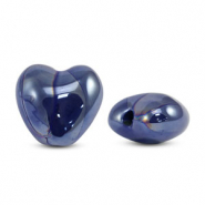 Abalorios de cerámica griega DQ corazón Azul oscuro